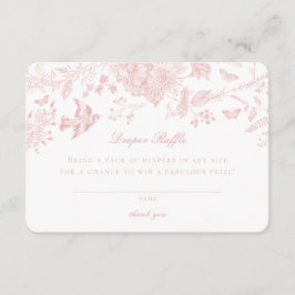 Roze Toile de Jouy Luier Raffle Uitnodiging Insert Informatiekaartje