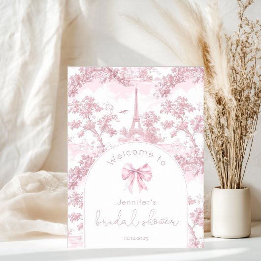 Roze Toile De Jouy Parijs Bruiloft Welkom Poster