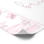 Roze Toile De Jouy Parijs Bruiloft Welkom Poster (Hoek)