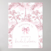 Roze Toile De Jouy Parijs Bruiloft Welkom Poster (Voorkant)