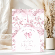 Roze Toile De Jouy Parijs Welkom Baby Shower
