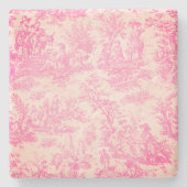  roze Toile de Jouy patroon Stenen Onderzetter (Voorkant)