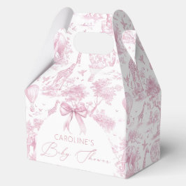Roze Toile de Jouy Safari Baby shower gunstbox Bedankdoosjes