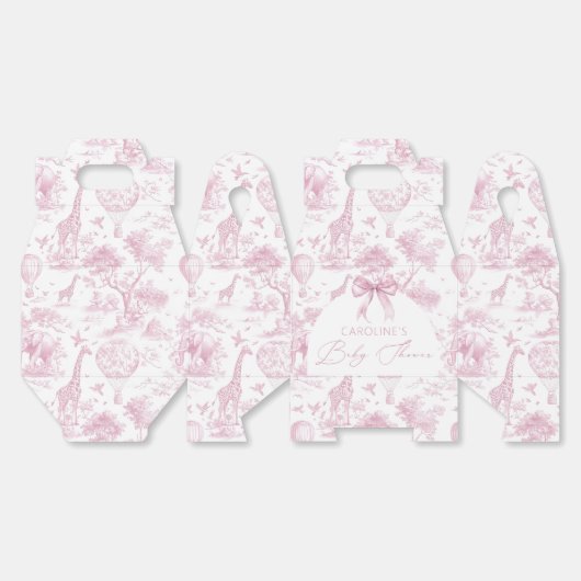 Roze Toile de Jouy Safari Baby shower gunstbox Bedankdoosjes (Ongevouwen)