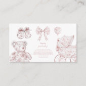 Roze Toile De Jouy Toys Baby shower Boeken voor Ba Informatiekaartje (Voorkant)