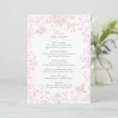 Roze Toile de Jouy Trouwmenu Menu (Staand voorkant)