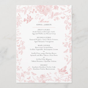 Roze Toile de Jouy Trouwmenu Menu