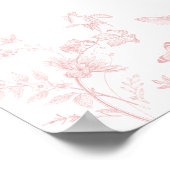 Roze Toile de Jouy Verjaardagsfeest Welkomstbord Poster (Hoek)