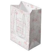 Roze Toile De Jouy Vrijgezellenfeest Favors Medium Cadeauzakje (Voorkant Gekanteld)