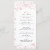 Roze Toile de Jouy Wedding Menu (Voorkant / Achterkant)