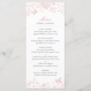 Roze Toile de Jouy Wedding Menu