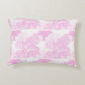 Roze Toile Dieren Chinoiserie Baby Boy Nursery Accent Kussen (Achterkant)