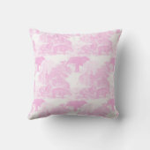 Roze Toile Dieren Chinoiserie Baby Boy Nursery Kussen (Achterkant)