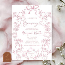 Roze toile Een baby is aan het brouwen theepartij 