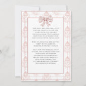 Roze Toile Elegante Baby Meisje Geboorteaankondigi Kaart (Achterkant)