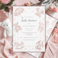 Roze Toile Elegante Meisje Baby Shower