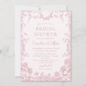 Roze Toile Floral Chinoiserie Vrijgezellenfeest Kaart (Voorkant)