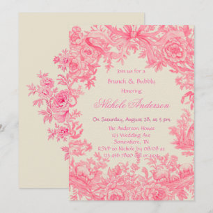  Roze Toile Flower Brunch & Bubbly Kaart