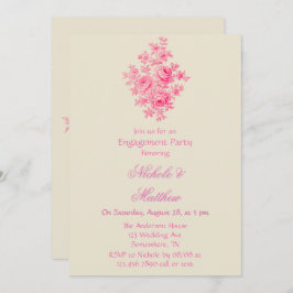  Roze Toile Flower Engagement Party Kaart