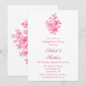  Roze Toile Flower Engagement Party Kaart (Voorkant / Achterkant)