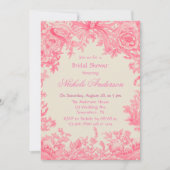 Roze Toile Flower Vrijgezellenfeest Kaart (Voorkant)