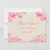  Roze Toile Flower Wedding Bedankkaart (Voorkant)
