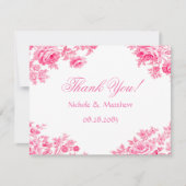  Roze Toile Flower Wedding Bedankkaart (Voorkant)