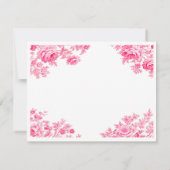  Roze Toile Flower Wedding Bedankkaart (Achterkant)