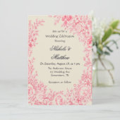  Roze Toile Flower Wedding Celebration Kaart (Staand voorkant)