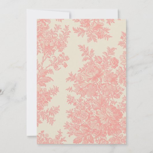  Roze Toile Flower Wedding Celebration Kaart (Achterkant)