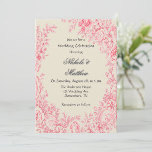  Roze Toile Flower Wedding Celebration Kaart