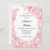  Roze Toile Flower Wedding Celebration Kaart (Voorkant)