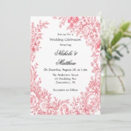  Roze Toile Flower Wedding Celebration Kaart