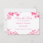  Roze Toile Flower Wedding Save The Date (Voorkant)