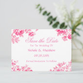  Roze Toile Flower Wedding Save The Date (Staand voorkant)