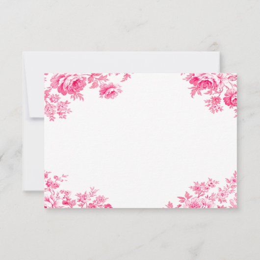  Roze Toile Flower Wedding Save The Date (Achterkant)