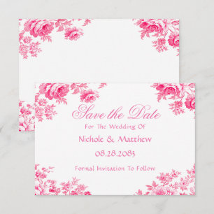  Roze Toile Flower Wedding Save The Date