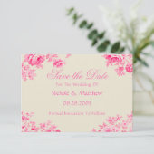  Roze Toile Flower Wedding Save The Date (Staand voorkant)