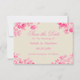 Roze Toile Flower Wedding Save The Date