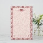 Roze Toile Geplooid Fluwelen Romantische Briefpapi Briefpapier (Staand voorkant)