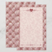 Roze Toile Geplooid Fluwelen Romantische Briefpapi Briefpapier (Voorkant / Achterkant)