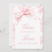 Roze Toile Hoeveel Bogen Baby Meisje Douche Sign Kaart (Voorkant)