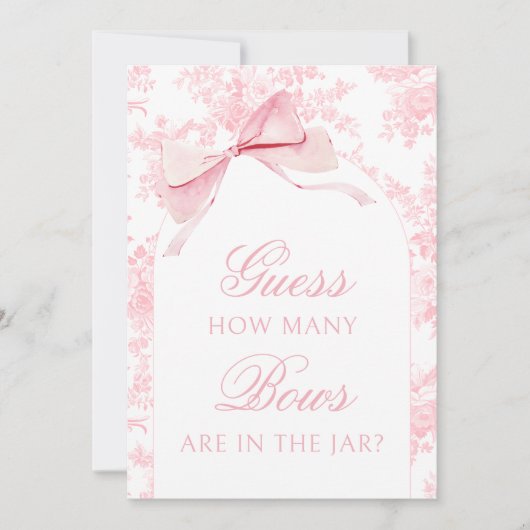 Roze Toile Hoeveel Bogen Baby Meisje Douche Sign Kaart (Voorkant)