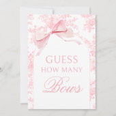 Roze Toile Hoeveel Bows Baby shower Games Teken Kaart (Voorkant)