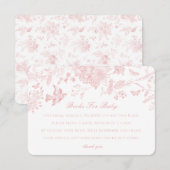 Roze Toile Jouy Boeken voor Baby Invitation Insert Informatiekaartje (Voorkant / Achterkant)