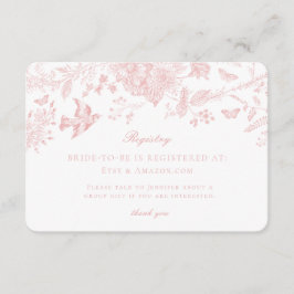 Roze Toile Jouy Registry Kaart Invitation Insert