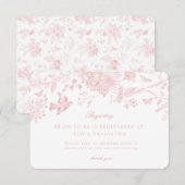 Roze Toile Jouy Registry Kaart Invitation Insert (Voorkant / Achterkant)