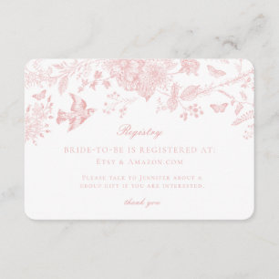 Roze Toile Jouy Registry Kaart Invitation Insert