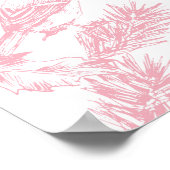 Roze Toile Kerstvogel en Dennen Poster (Hoek)
