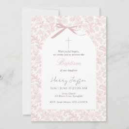 Roze Toile Klassieke Christelijke Meisjes Doop Kaart
